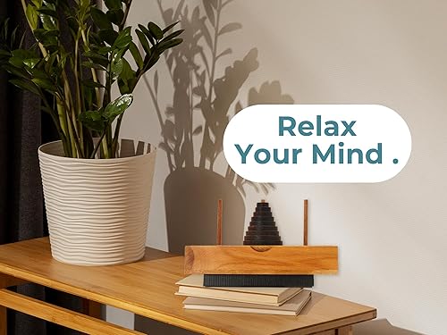 Miniatura 9 de BSIRI Divertidos juegos de mesa de rompecabezas de la torre de Hanoi (9 anillos) con diseños de madera para rompecabezas cerebrales, juegos de