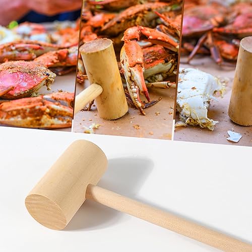 Miniatura 3 de Paquete de 6 martillos de mariscos grandes de madera para agrietar cangrejo, langosta y mariscos, martillo de madera para romper, chocolate y corazón
