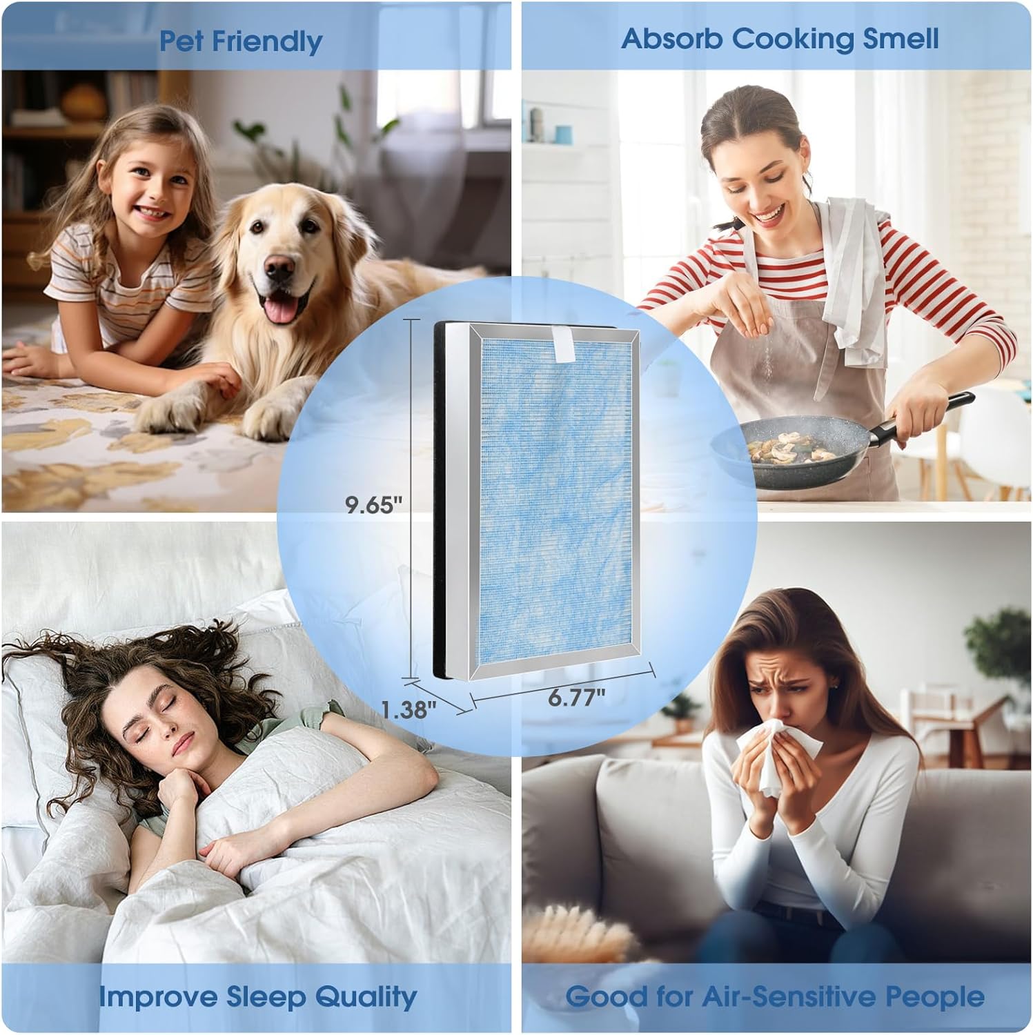 Upgraded 25 Replacement Filter, Compatible with 25 S1/W1/B1 Air Purifier,4 in 1 Stage with Pre-filter,High-Efficiency Core Layer,and Activated Carbon,4-Pack - Image 8