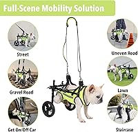 Vista 4 de Silla de ruedas ajustable para perro con ropa de alta visibilidad, correa para perro, silla de ruedas elevadora para patas traseras, máximo 6