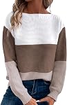 RANPHEE Femmes manches longues Col Col Couleur Bloc Automne Mode Pull tricoté Chandails Hauts de saut