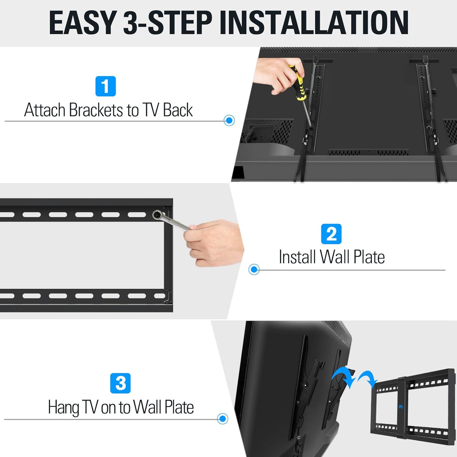 Mounting Dream TV Wall Mount for 42-86" TVs, Tilting TV Mount with Level Adjustment Fits 16-24" Wood Studs Easy for TV Centering, Wall Mount TV Bracket Max VESA 800x400mm, 120 LBS Loading, MD2263-XLK: Electronics