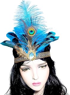 SkyPOOU Diadema con plumas para carnaval, celebración, fiesta, para adultos, cosplay, diadema étnica para eventos temáticos