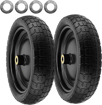2 Pack 13 Inch Flat-Free Tires for Gorilla Cart, Heavy Duty Solid Replacement Wheels With 5/8 Inch Bearings for Wheelbarrow, Trolleys, Hand Trucks, Utility Carts