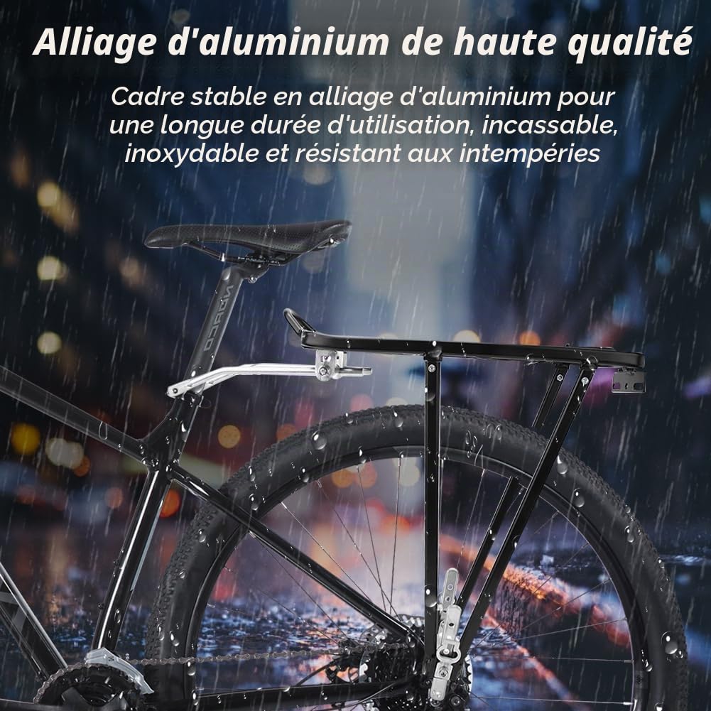 Ejoyous Porte-Bagages Arrière de Vélo, Porte-Bagages de VTT en Alliage D'aluminium Noir, Installation Rapide, pour Vélos de 24 à 28 Pouces, capacité 35 kg