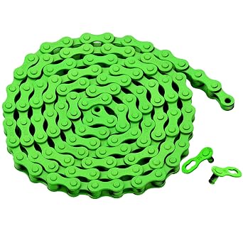ZONKIE Single-Speed Bicycle Chain 1/2 x 1/8 Inch 116 Links Green, 1/2" 1/8" 116 Links