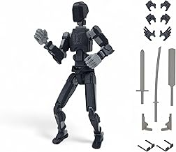 Dummy13 Dark Edition Fully Articulated Action Figure | 3D Printed Robot Assembly Kit | 5.4 Inch Poseable Toy | DIY Collectible Model | Made in India (Black Gray)