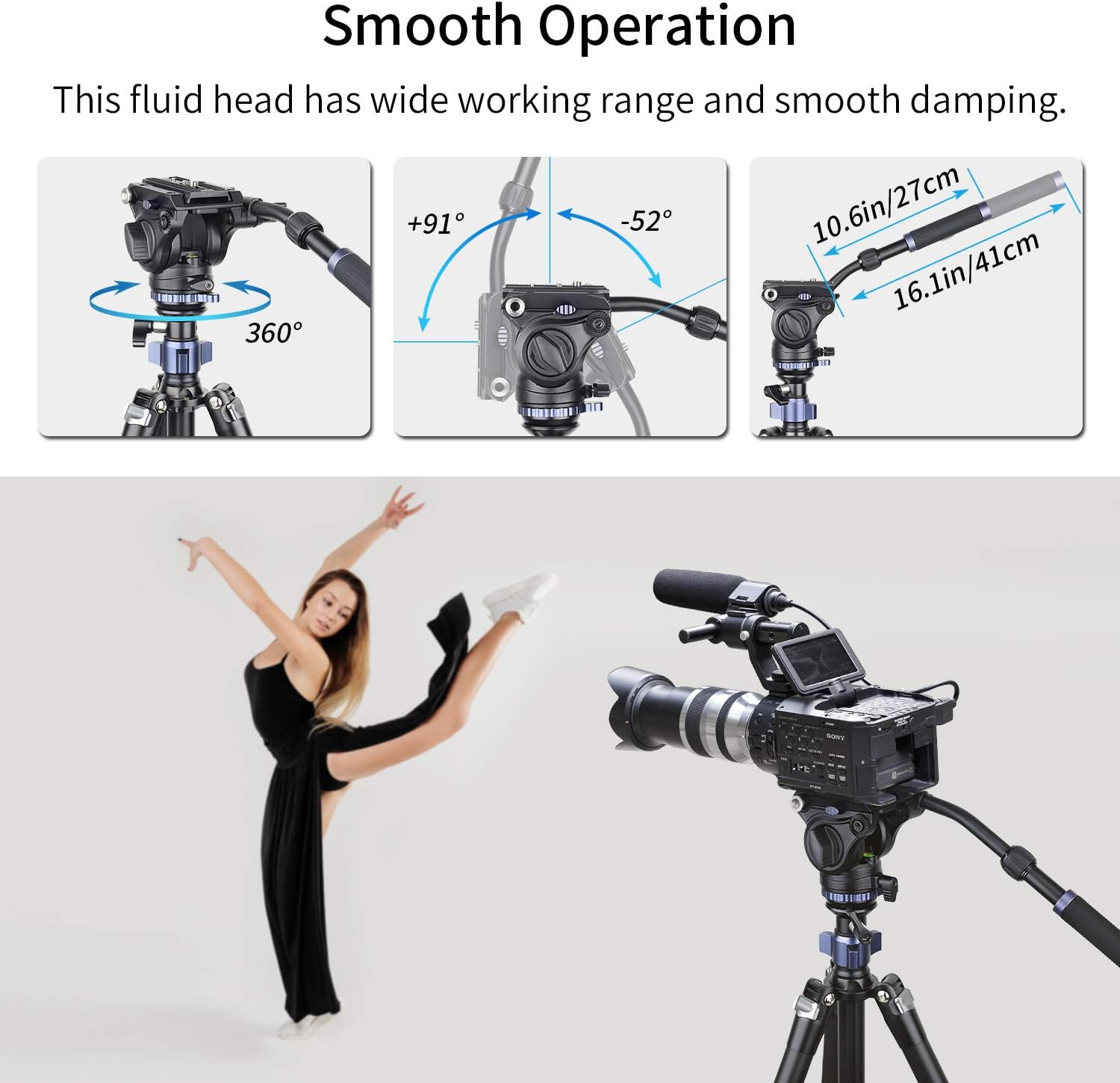 60% оƒƒ Dіѕсоunt INNOREL MT70 Professional Video Camera Tripod 72 inches with Fluid Drag Head, 4-Section Compact Aluminimum Tripod Convertible to Monopod for DSLR Camera, Video Camcorder