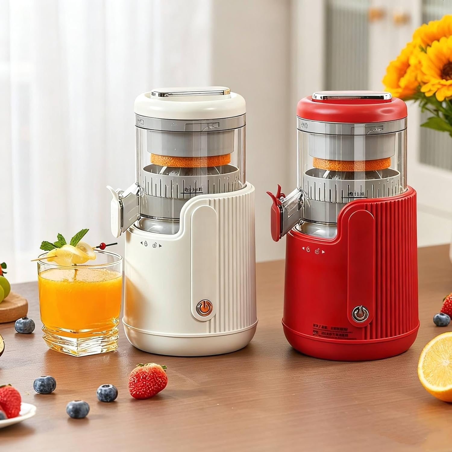 Portable USB Rechargeable Electric Citrus Juicer with One-Touch Operation, Cordless Lemon and Orange Squeezer for Kitchen, Travel, Camping