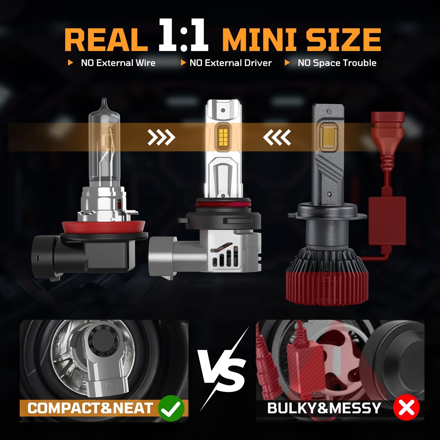 𝟗𝟎𝟎𝟔 Low Beam HB4 Light Bulbs Fog 800% Ultra Brighter 6500K Cool White with 14000RPM Cooling Fan, Plug and Play, pack of 2