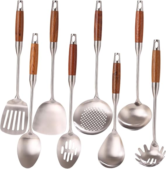 Stainless Steel Kitchen Utensils Set with Wood Handle