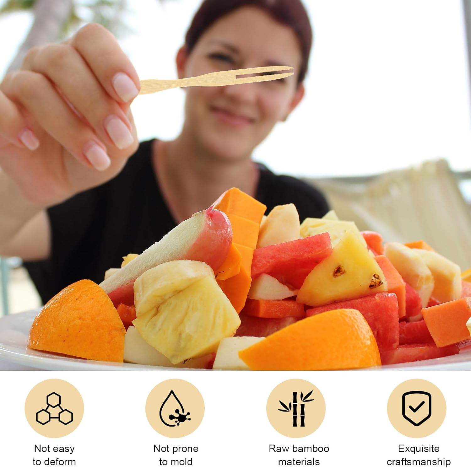 Upgrade 400 pieces Appetizer Forks Mini, Fork for Appetizers, Two Prongs Fancy Toothpicks for appetizers Fruits, Charcuterie Forks, Small Tiny Bamboo Wooden Cocktail Picks Forks (C)