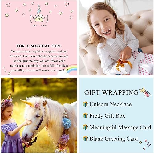 Miniatura 7 de Regalos de unicornios para niñas, collar de unicornio con colgante de corazón, regalos para niñas adolescentes, regalos de unicornio para nieta,
