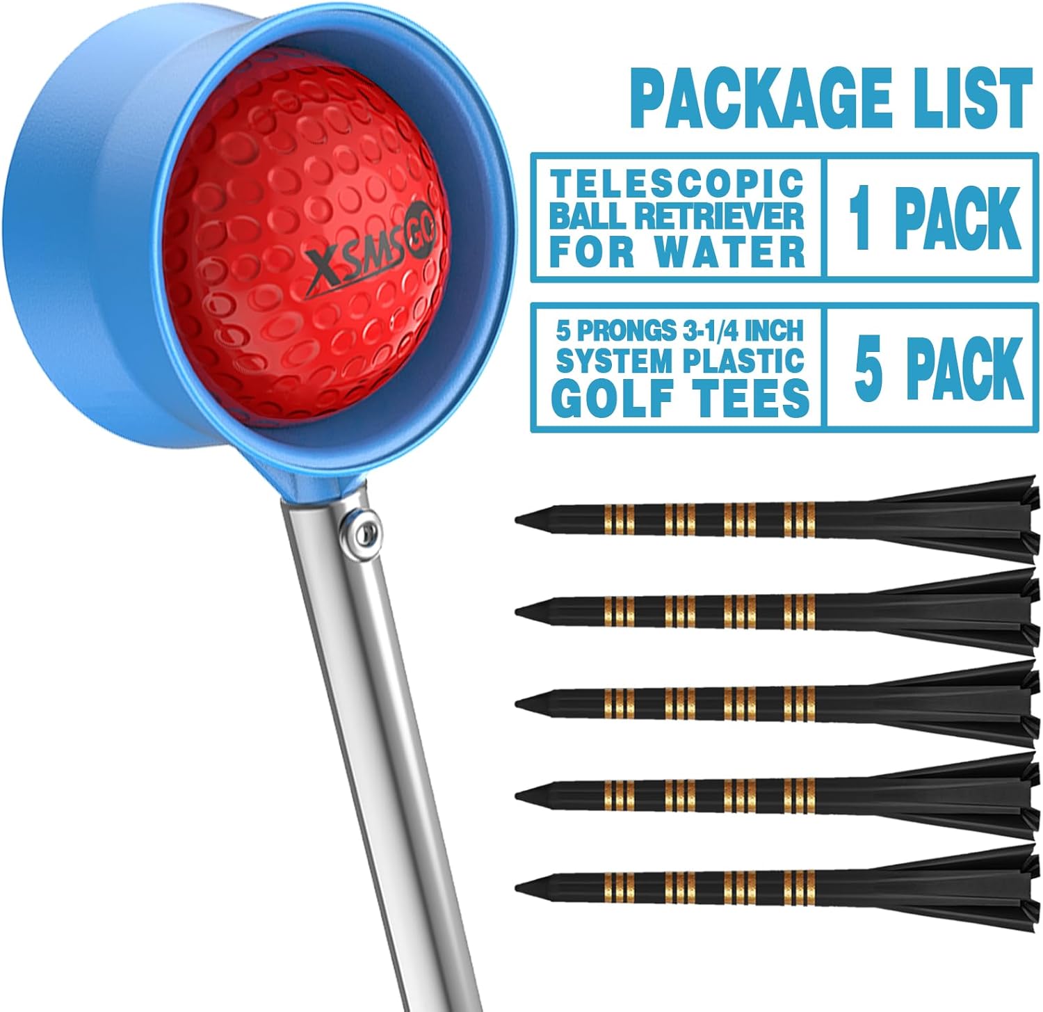 Golf Club Cleaner Bag and Telescopic Golf Ball Retriever for Water