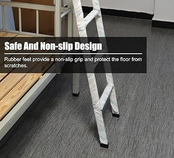 CMYUN Replacement White Twin Bunk Bed Ladder Only, Rv Bunk Bed Ladder with Adjustable Hooks, Kids Adult Metal Step Climb Ladder, for Dorm Loft Home (Size : 130cm/50)