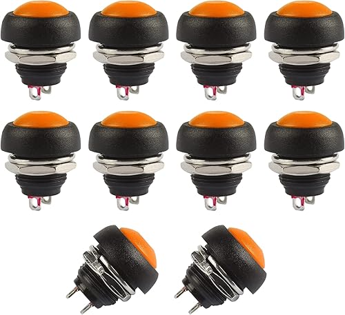 Vista 12 de Ampper Mini interruptores momentáneos de botón, 2 pines de encendido y apagado, 1A, 250 V, CA, 0.276 in, redondo, SPST, normal, abierto, momentáneo