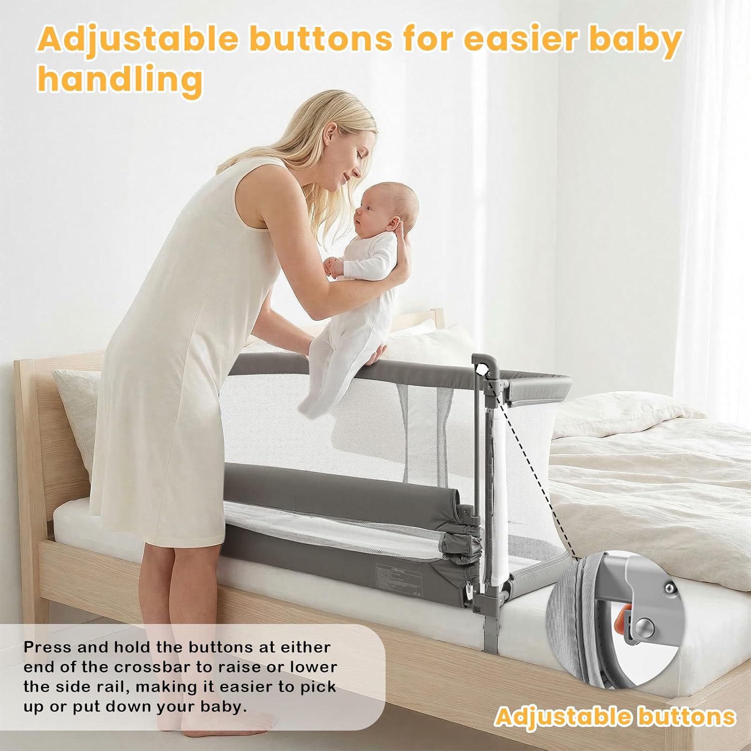 UBRAVOO Co Sleeper Bassinet for Baby in Bed, Baby Bassinet Bedside Sleeper, Portable Crib Baby Bed Attached to Parents Bed, Height-Adjustable Frame | Washable Breathable Mesh Cover