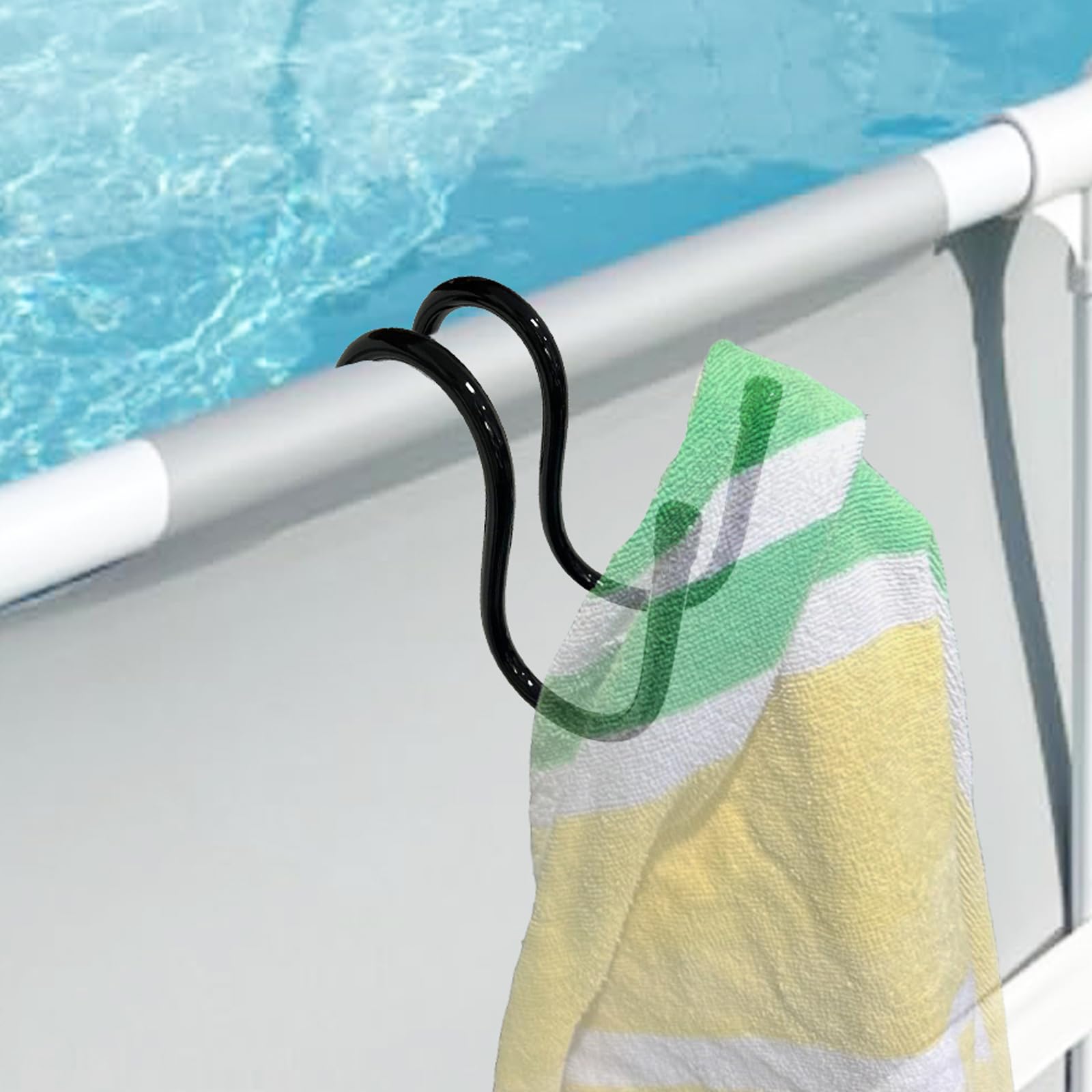 AUXPhome Crochet universel pour poteau de piscine, crochets coulissants pour accessoires de piscine hors sol, serviette, tuyau, outils de jardin, écumoire et support d'outils de nettoyage – Pas besoin