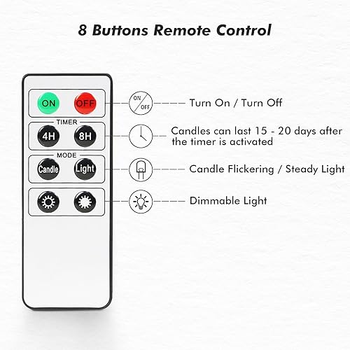 Miniatura 5 de Fanna Juego de 3 velas sin llama LED de corteza de abedul con temporizador, velas de cera operadas por batería con control remoto para Navidad, 6