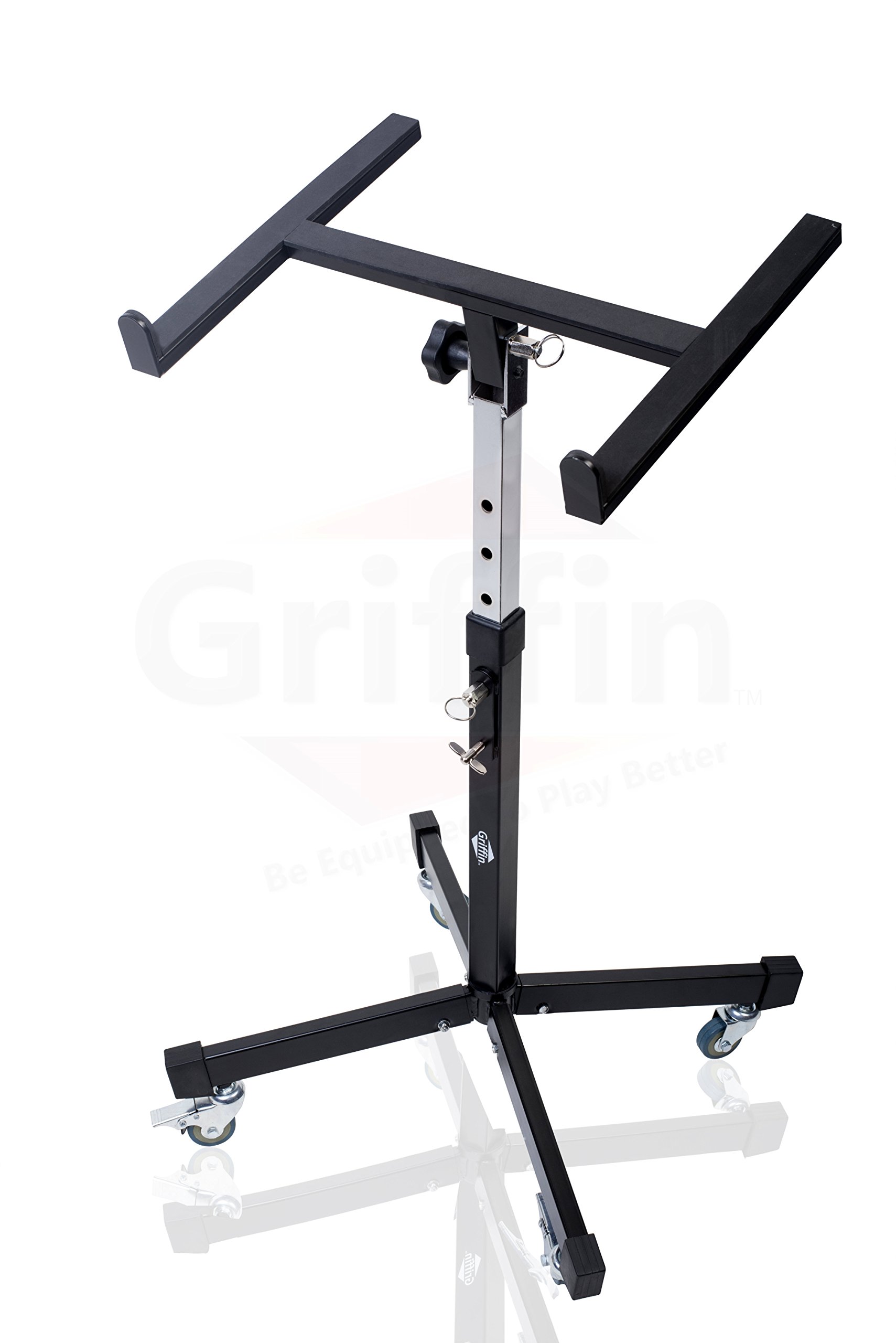 Griffin Studio Mixer Stand DJ Cart Rolling Standing Rack On Casters with Adjustable Height | Portable Turntable Holder | Mobile Mount For Digital Drum Machine, Mixing Audio Gear & Music Equipment - Image 6
