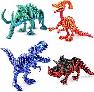 Set of 4 3D Dinosaur Skeleton Articulated Adjustable Jaws Fidget Toy, Desktop Decoration, Gift Kids 3+