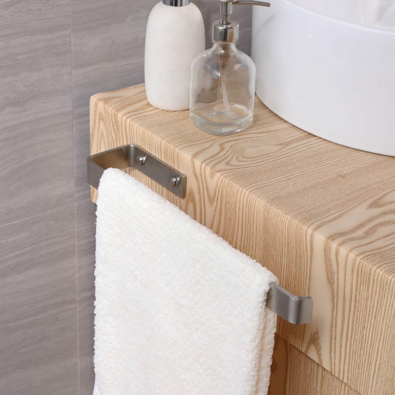 JS Toallero Autoadhesivo para baño, Soporte de Toalla de Mano, montado en la Pared, Rollo de Papel de Cocina, Soporte de Toalla de té, Soporte de Acero Inoxidable, 38 cm, fácil instalación