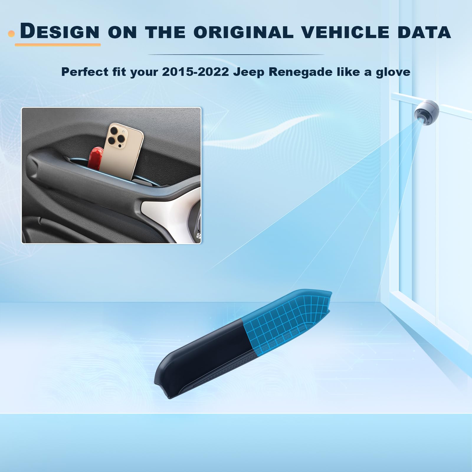 BIXUAN Kompatybilne z Jeep Renegade BU 2015-2025 Copilot pudełko do przechowywania z antypoślizgową matą, schowek na akcesoria, podłokietnik, organizer na podłokietnik, schowek na rękawiczki
