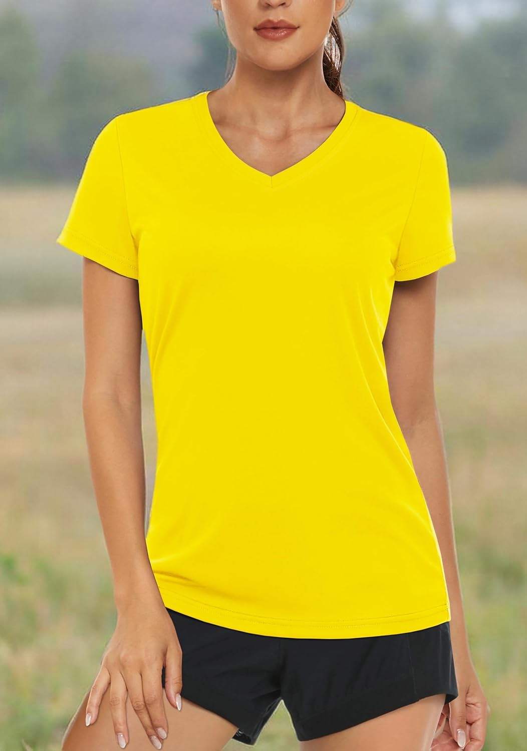 MAGCOMSEN Women's T Shirts Short Sleeve Workout Tops UPF 50+ Sun Protection V-Neck Moisture Wicking Quick Dry Tee - Image 8