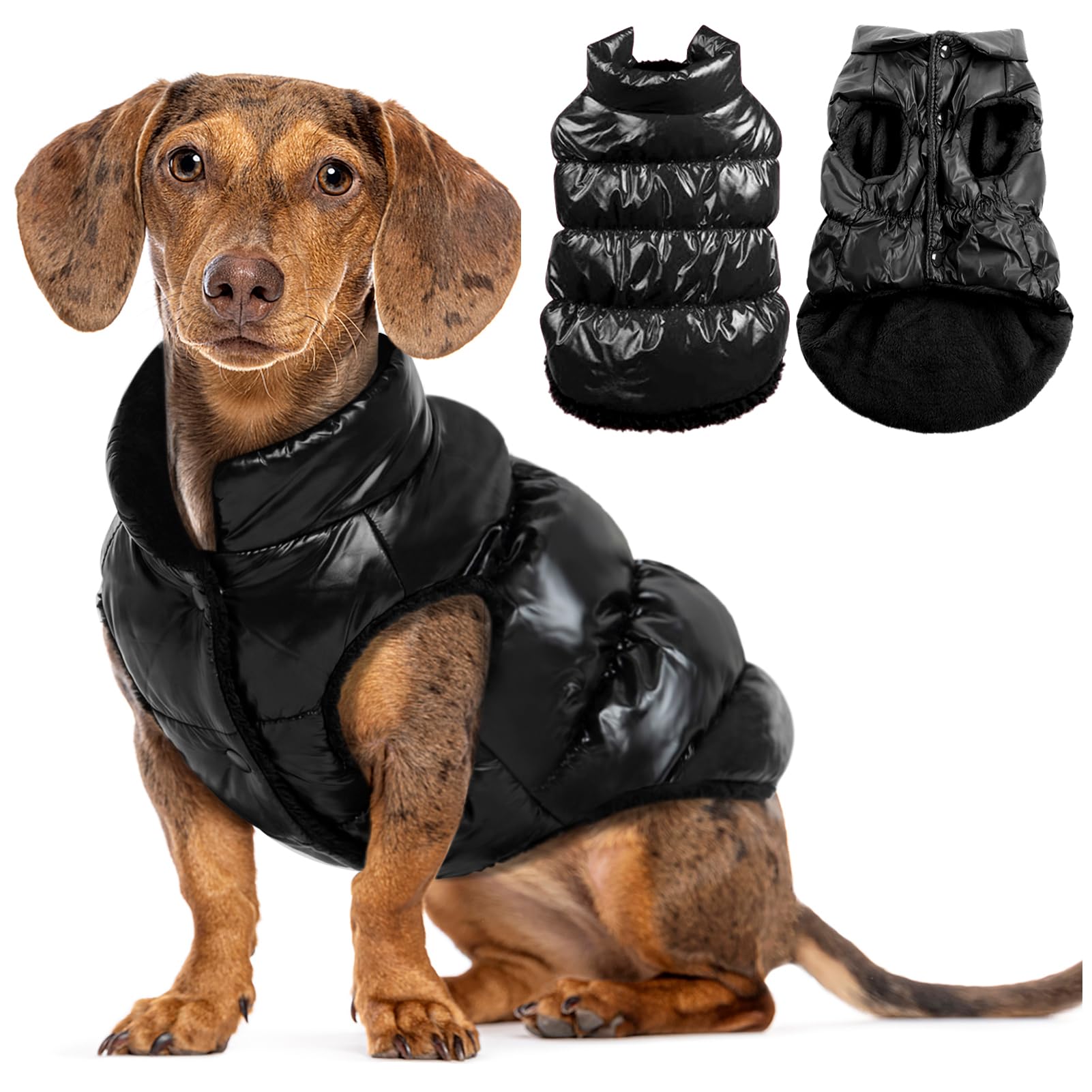 AOFITEE Abrigo de invierno para perro impermeable a prueba de viento, chaleco para cachorros de forro polar, chaqueta acolchada cálida para perros pequeños y medianos