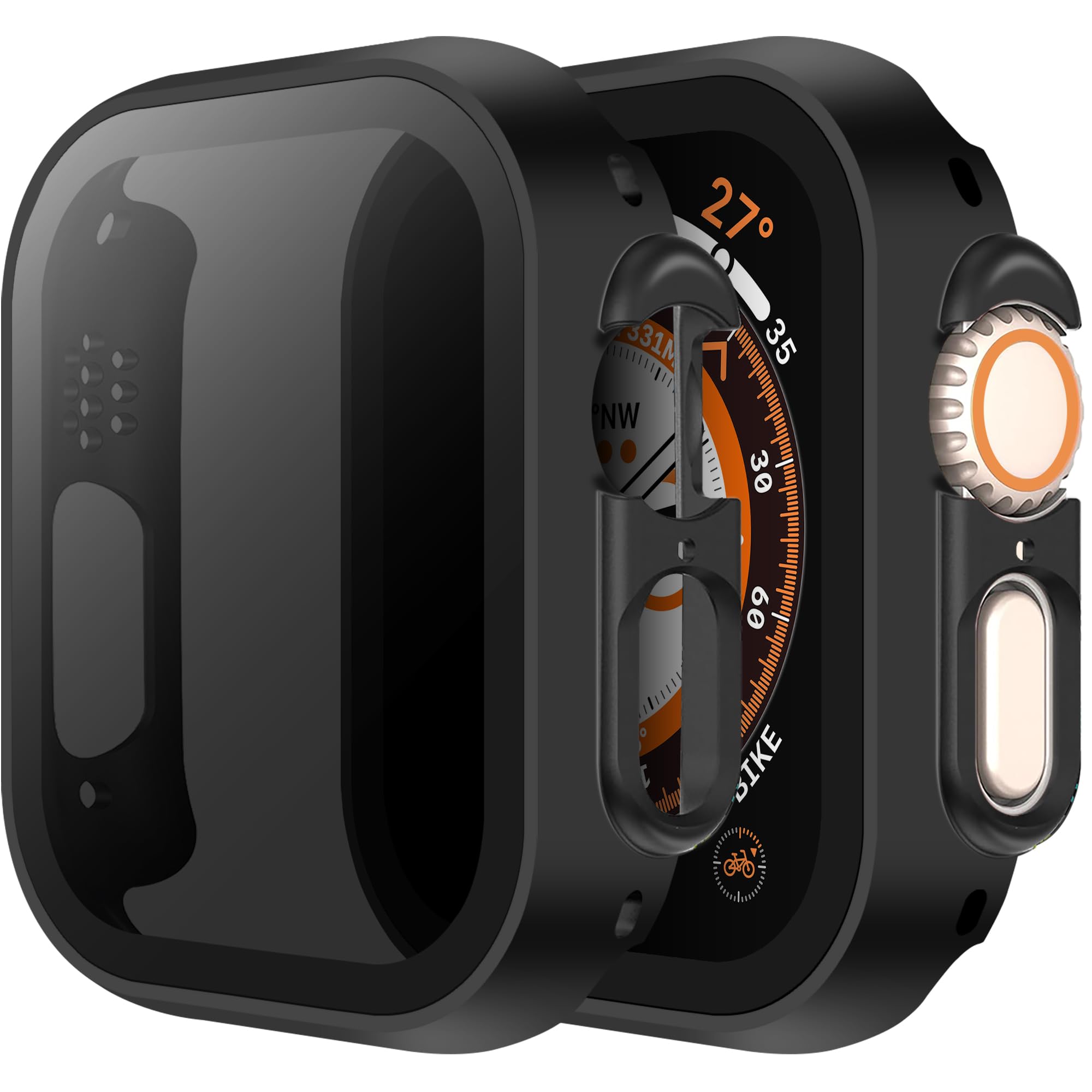 LINTEKER 2 Pack Apple Watch Apple Watch Ultra 3 (2025)/ Ultra 2 / Ultra 49mm Privacy Screen Protector Case, 2-in-1 Stable Construction, Anti-Peeping, Touch Sensitive, Charge Directly, Black