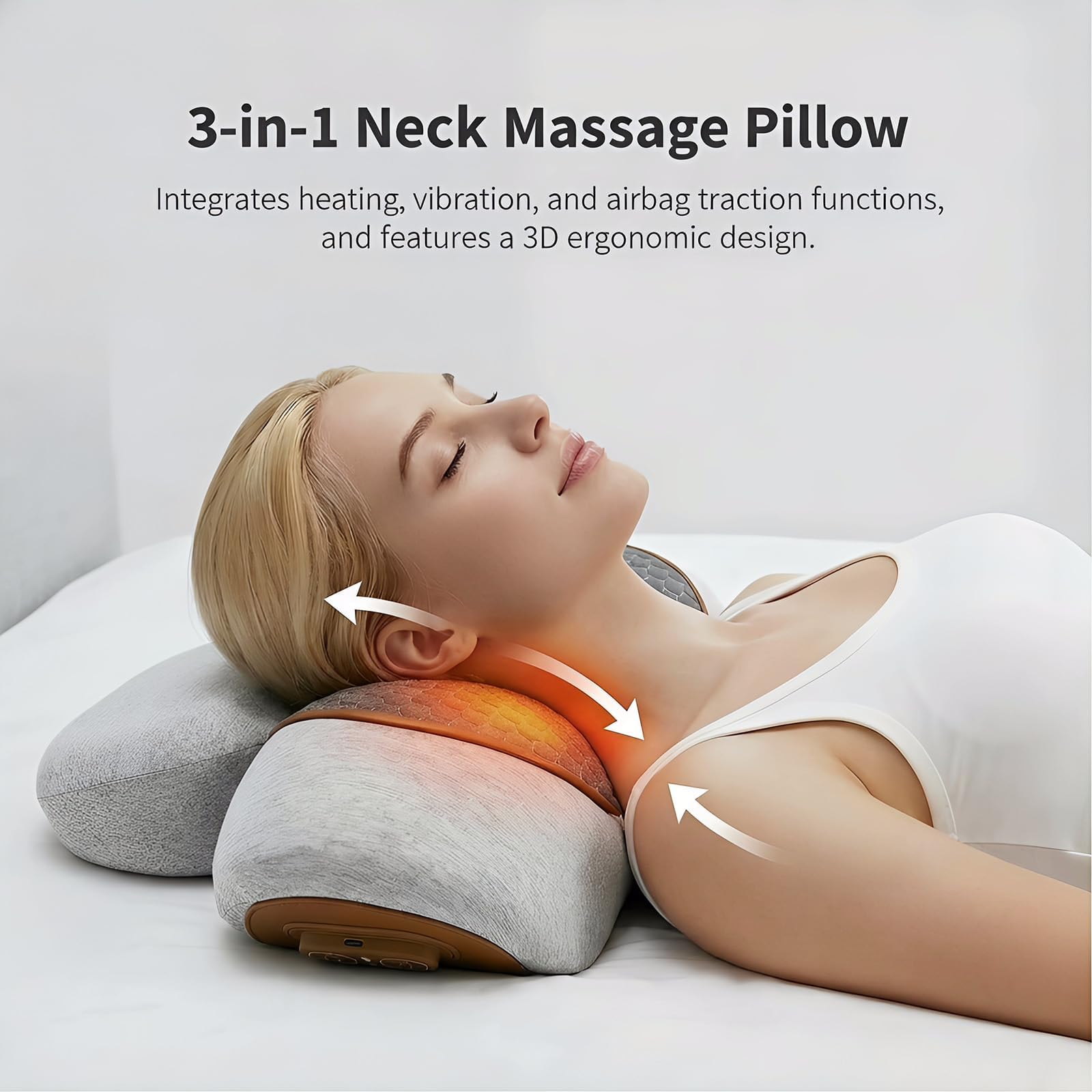 Appareil De Massage Cervical 3 En 1 Avec Fonctions De Vibration,Chauffage Et Soulèvement Par Airbags,Appareil De Traction Cervicale,Étireur Cou,Adaptés Au Massage Et à l'Étirement Du Cou Et Des Jambes