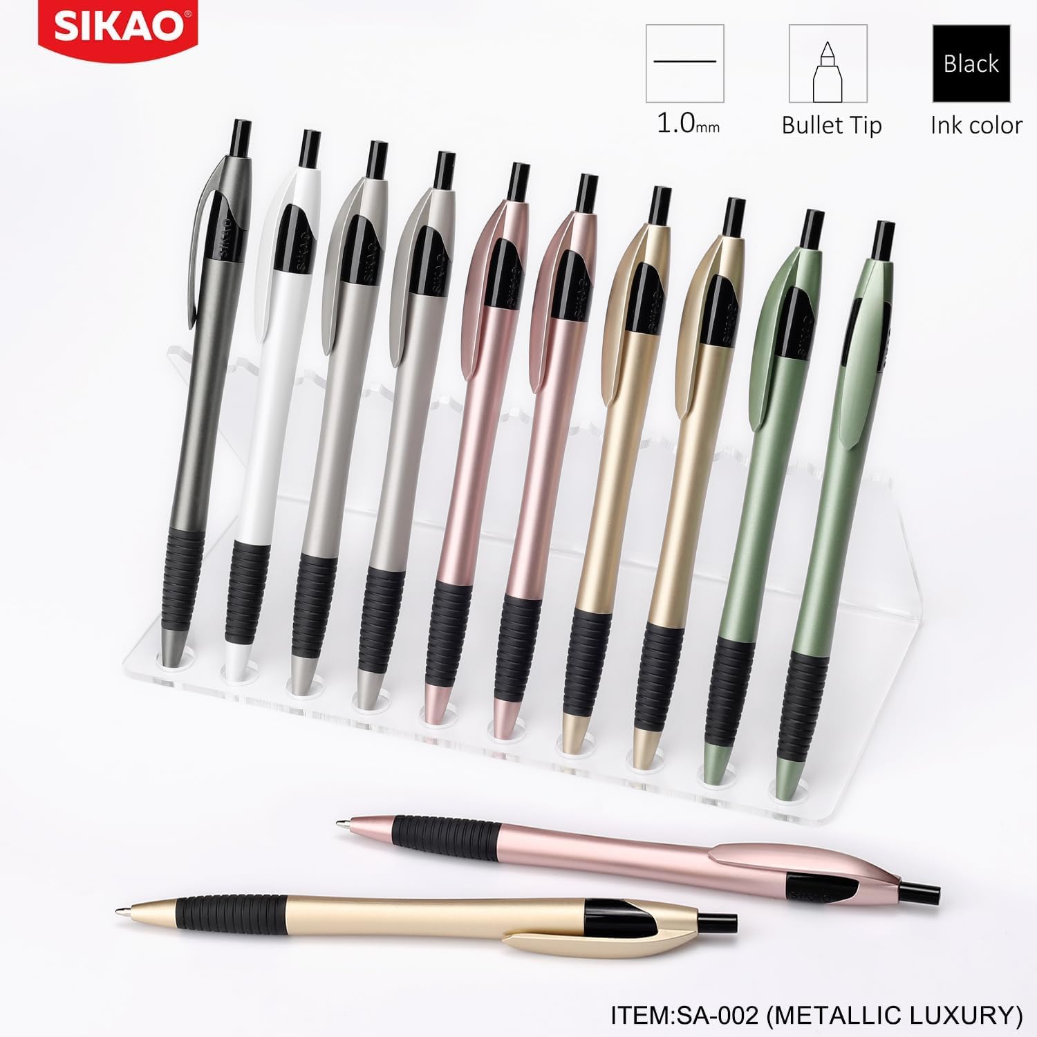 Lot de 100 stylos à bille de luxe en vrac, pointe moyenne de 1 mm, finition métallique esthétique, pour enseignants, étudiants, réceptions et cadeaux d'entreprise