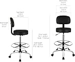 Amazon Basics Drafting Spa Bar Stool with Wheels, Height Adjustable Swivel, Black, 23.43" x 23.43" x 45.55"
