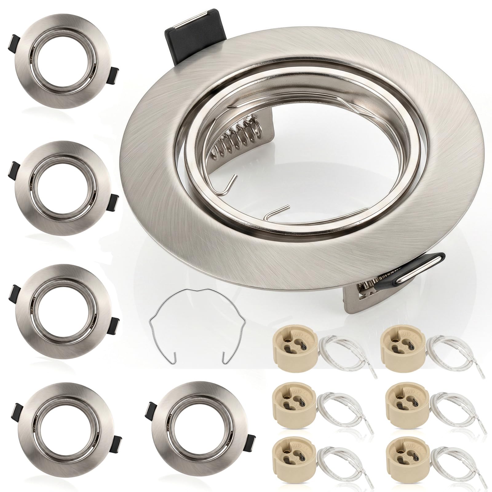 Recessed Ceiling Downlight Frames with GU10 Socket–6 Pack,Fits 55-70mm Cut
