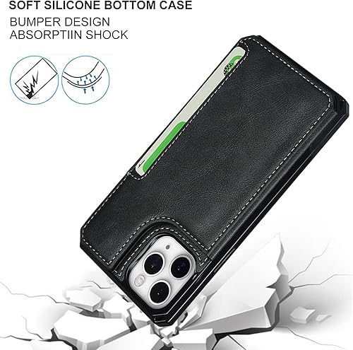 Miniatura 5 de Cavor Funda para iPhone 11 Pro con tarjetero, funda tipo cartera con tarjetero y tarjetero para iPhone 11Pro, funda de piel sintética con ranuras