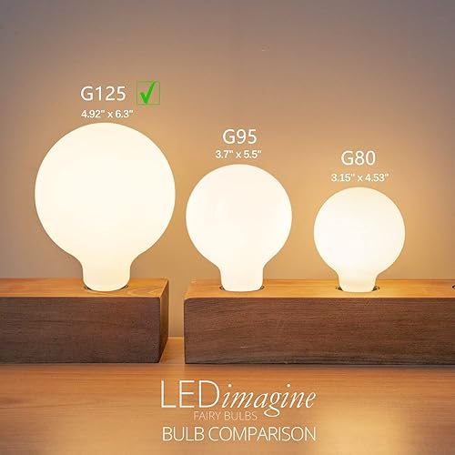 Miniatura 6 de Paquete de 2 bombillas LED G40G125, luz blanca cálida de 2700 K regulables, equivalente a 5.5 W, bombillas LED de globo de 60 W, CRI 90+, vidrio