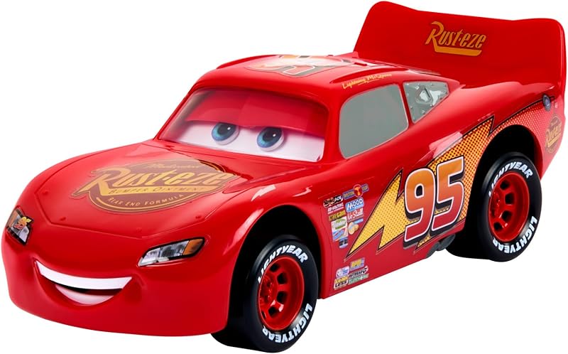 Mattel Disney Pixar Cars Night En Movimiento Rayo McQueen Coche de juguete que mueve los ojos, +4 años (HPH64)