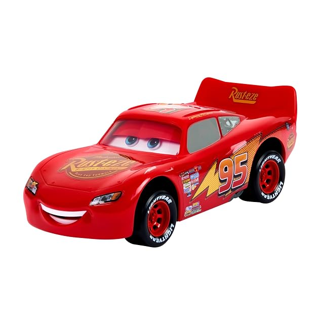 Mattel Disney Pixar Cars Night En Movimiento Rayo McQueen Coche de juguete que mueve los ojos, +4 años (HPH64)