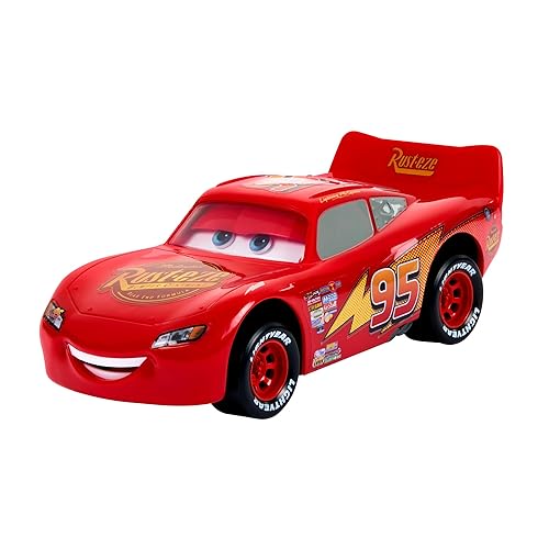 Coche de juguete Mattel Disney Pixar Cars Moving Moments con ojos y boca que se mueven, Coche de carreras Lightning McQueen, 7 pulgadas de largo