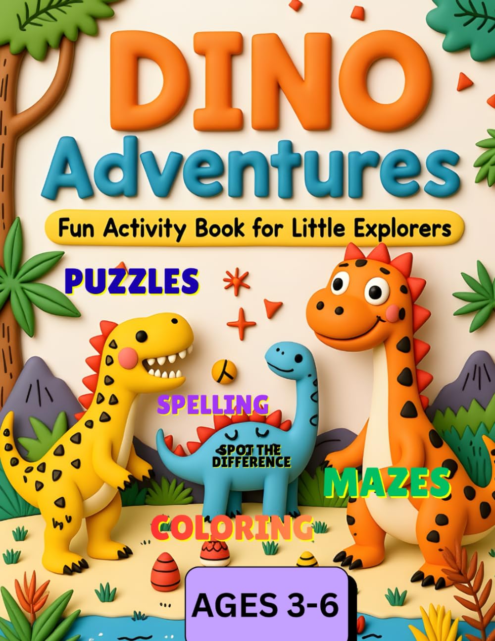 Dino Adventures: Fun Activity Book for Little Explorers: Dinosaur Activity Book: Learn, Count, Color & Play – Puzzles, Tracing & Spot-the-Difference for Kids 3–6 (Roaring Little Explorers)