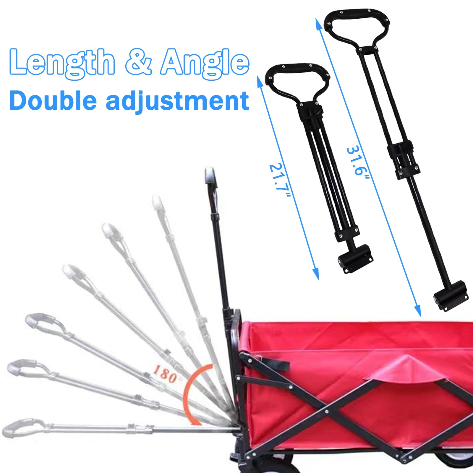 Poignée de Traction de Wagon de Jardin, poignée de Chariots de Camping pour Remplacement de Chariot de Camping extérieur, évolutif, 1 PC (Tirer) (Noir-Tirer)