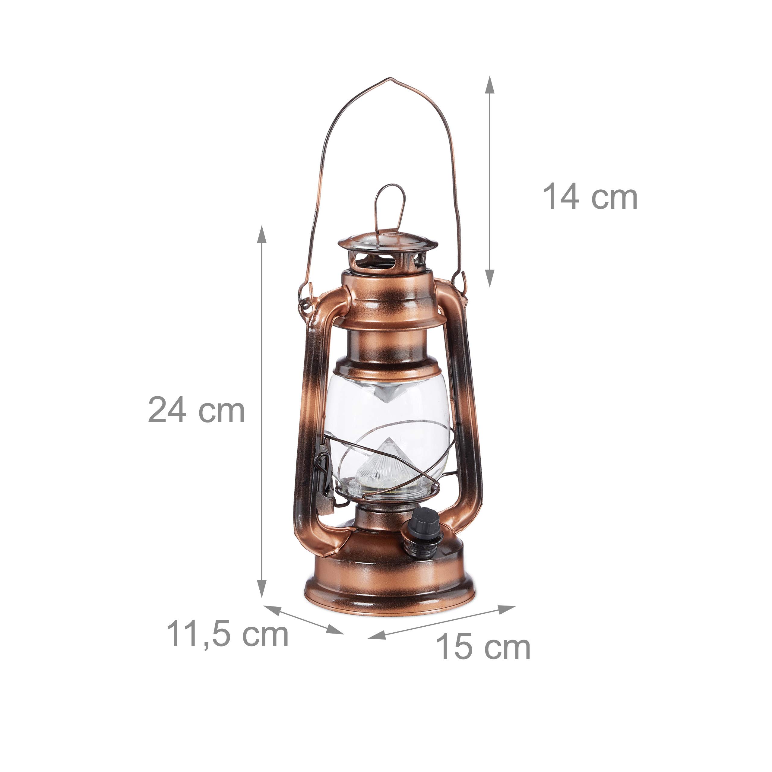 Relaxdays 4X Lampe-tempête LED Lanterne Retro cuivre