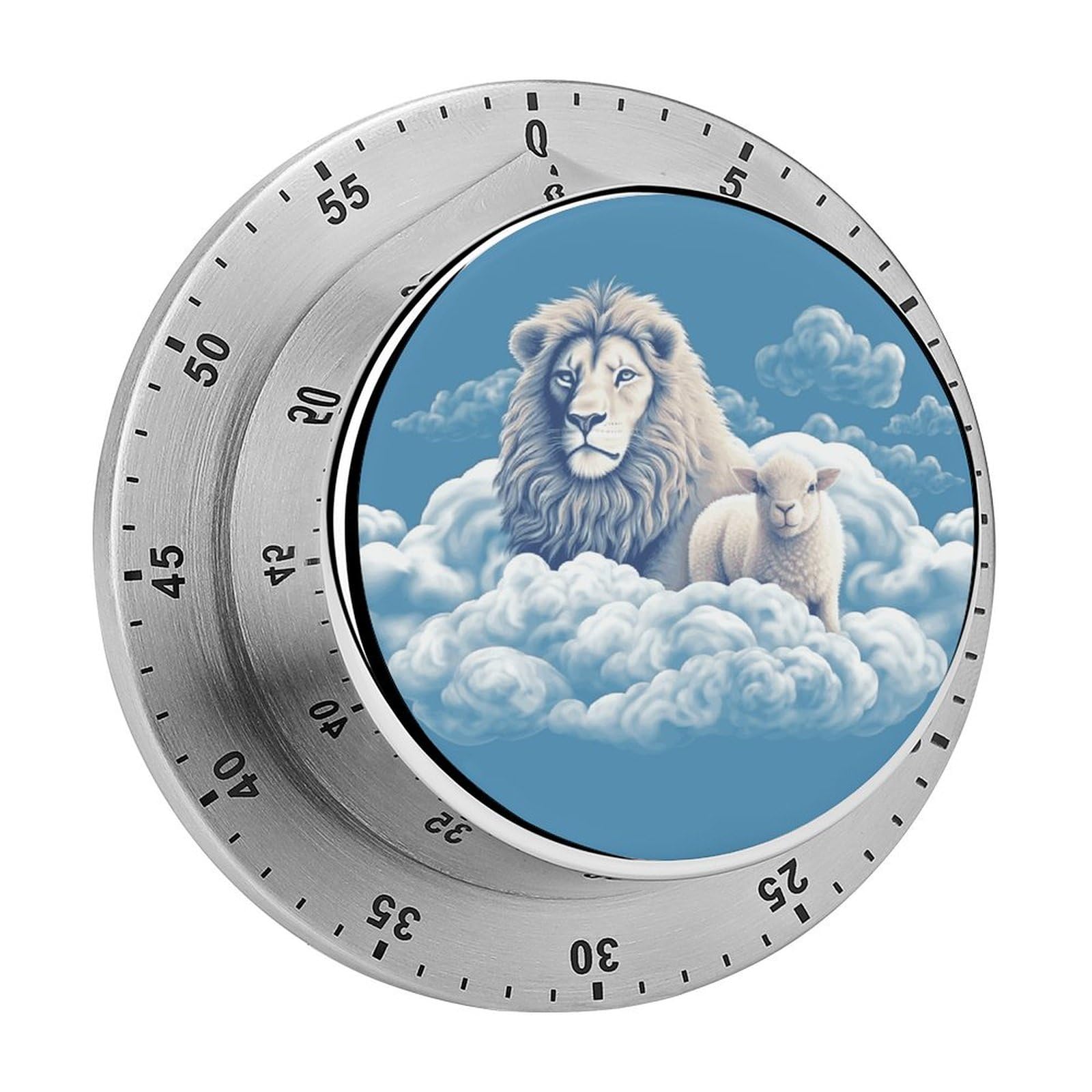 Lamb with A Lion On The Clouds Printed Waterproof Christmas Timer with Loud Alarm Outdoor Timer for Cooking Exercise Baking