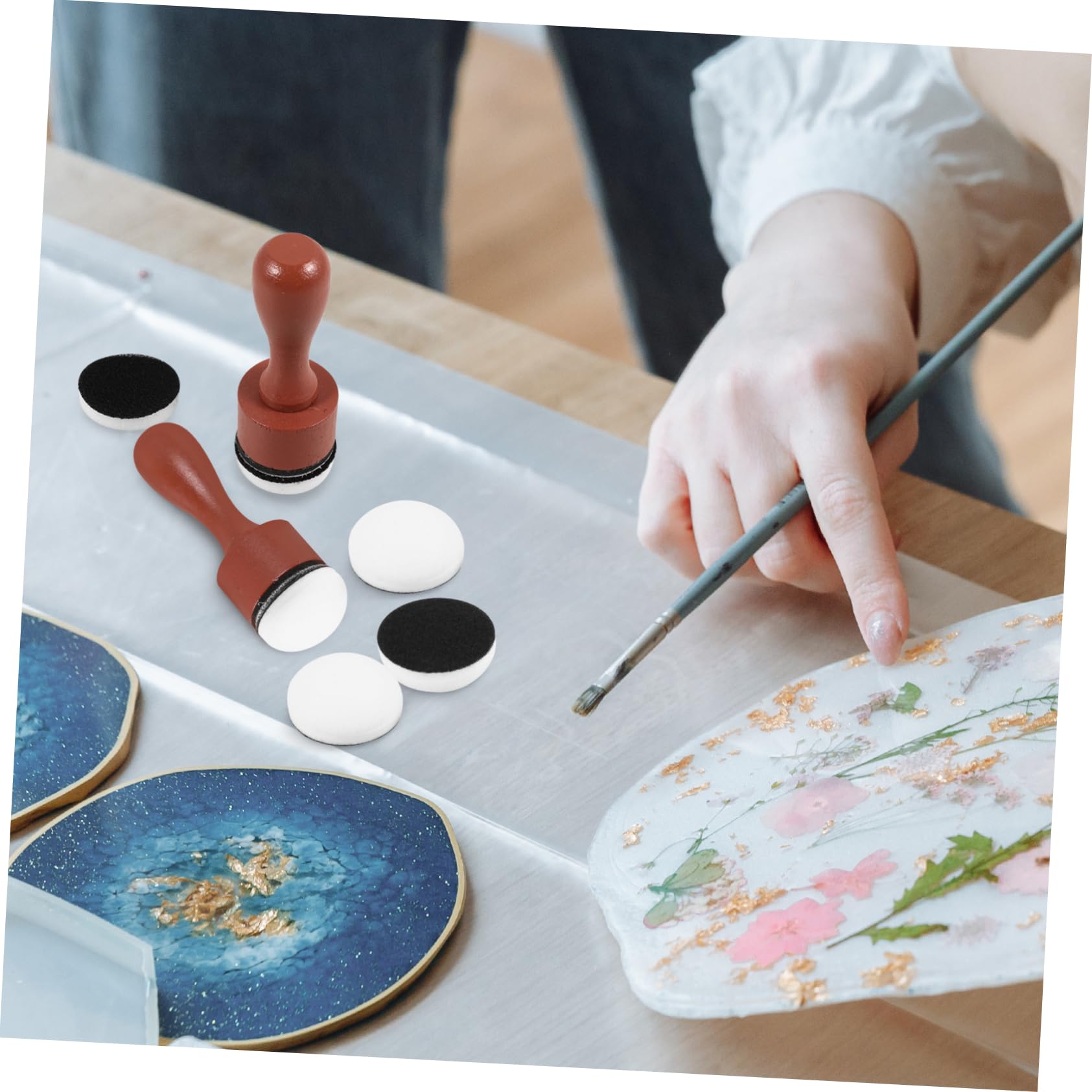 HOMSFOU 4sets Card Making Blending Brushes Distress Ink Sponge Replacement Compact Size Blending Pads for Distress Ink Supplies 10pcs*4