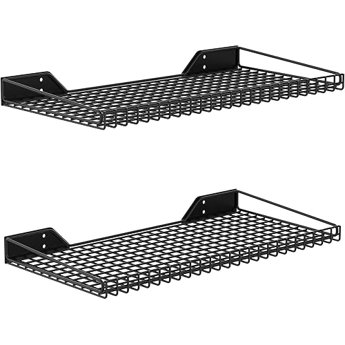 WALMANN 2 Pack Garage Wall Shelf, 23.5" x 12" Wall Mounted Storage Shelves for Garage, Closet, Laundry Room, Heavy Duty Wall Shelving, Holds Up to 65 lbs(Black)
