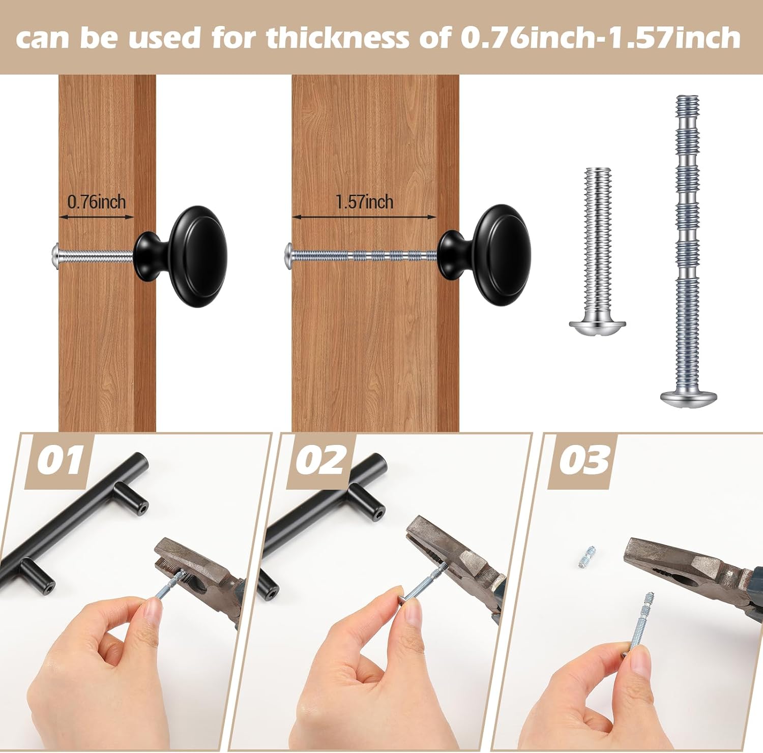 Yookeer 30 Pack Cabinet Pulls and Cabinet Knobs Stainless Steel 5 Inch Kitchen Drawer Pulls 30mm Drawer Knobs with Installation Screws for Dressers Kitchens Cupboard(Black)