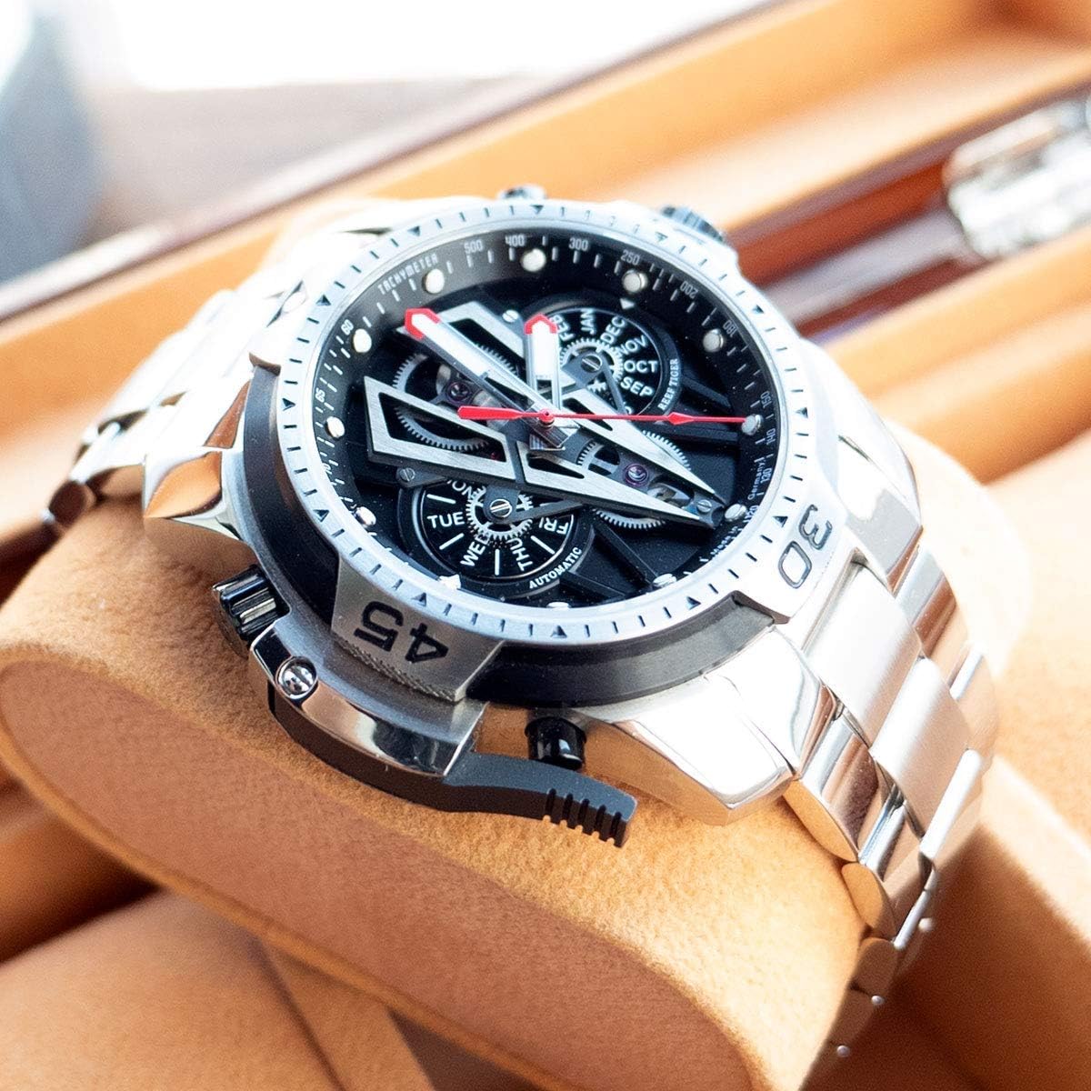 REEF TIGER Top Brand Sport Automatic Stainless Steel Men Muti-Functional Mechanical Watches RGA3591 RGA3591-YBY