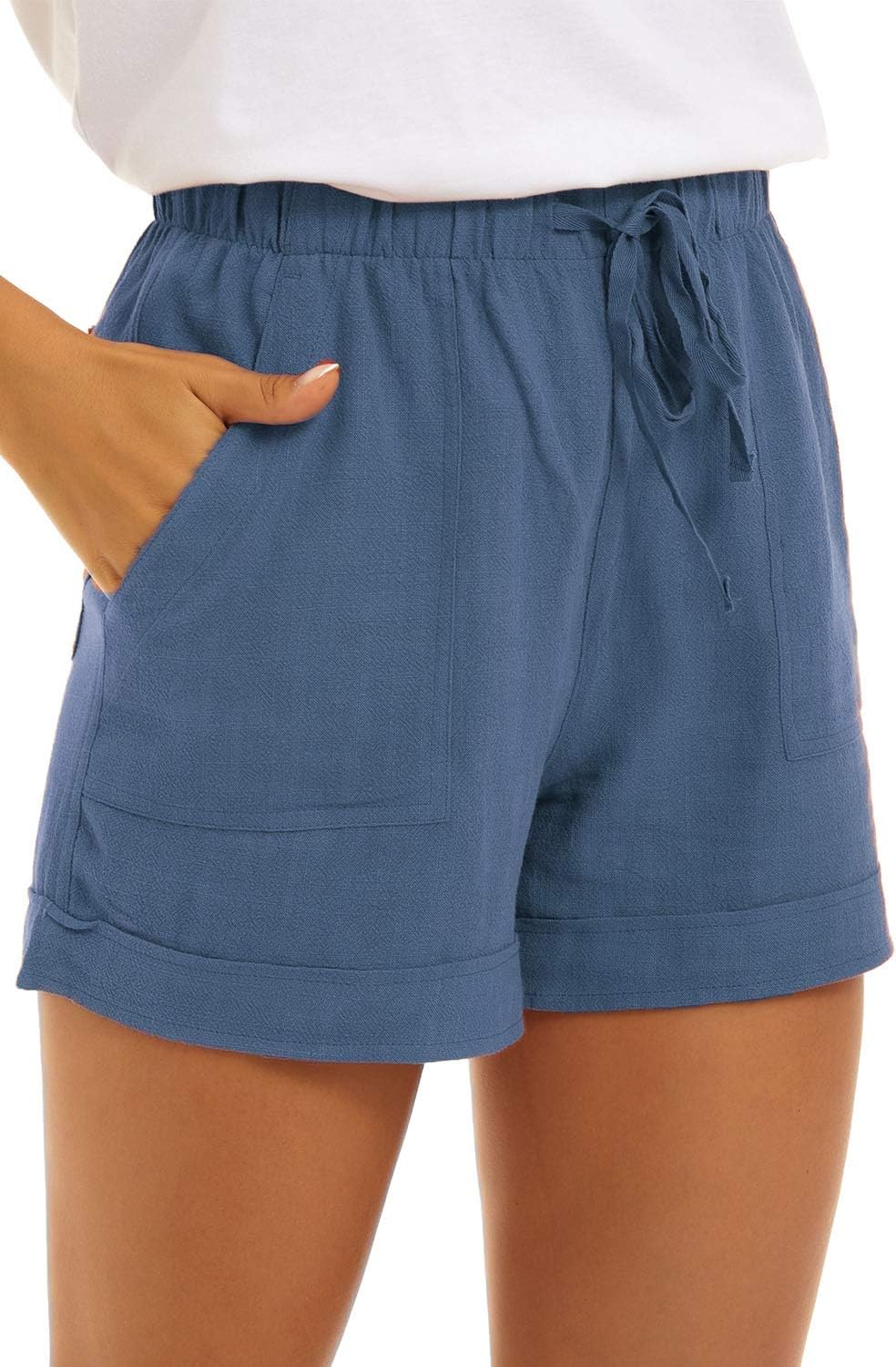 CNFUFEN Summer Lounge Shorts for Women Fashion Linen Wide Leg Flowy Comfy Pants