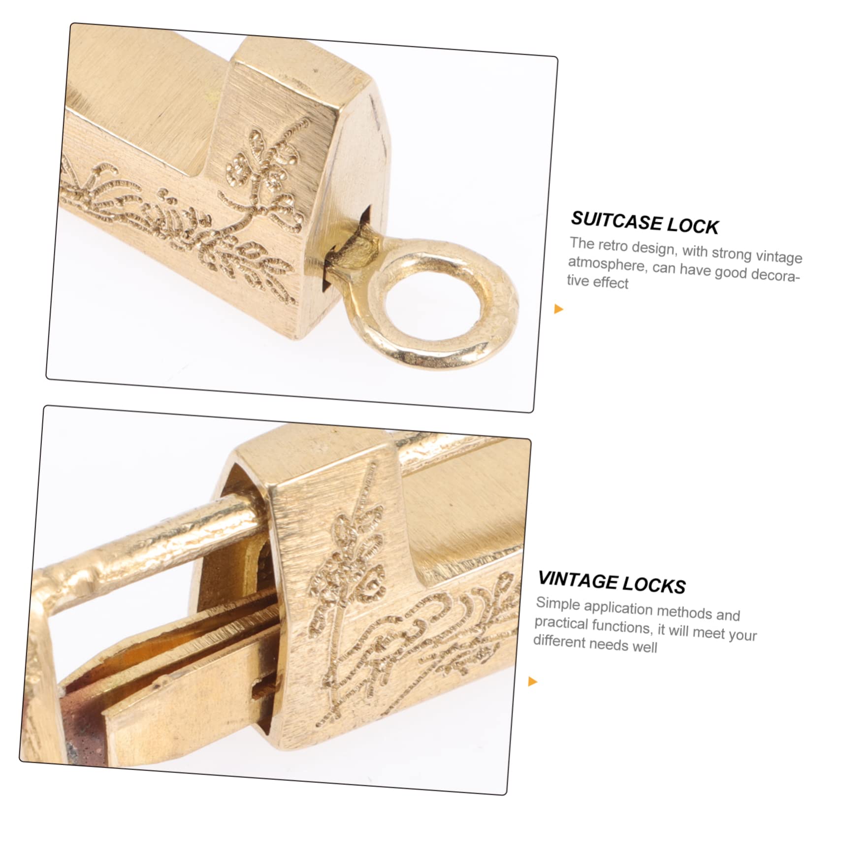 STOBOK 5 Sets Messingschloss Vintage Vorhängeschloss Antik Retro Stil Schlösser Kofferschloss Riegel Retro Schloss Golden Kupfer