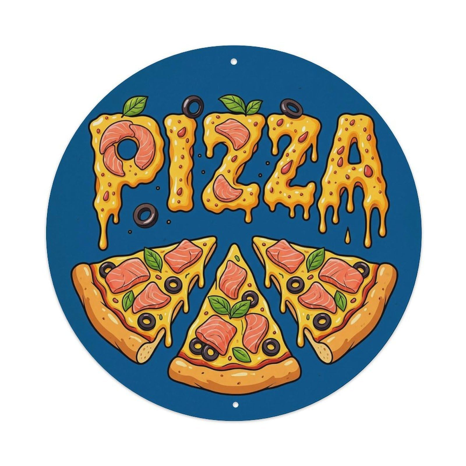 Cwbufd Vintage Style Vintage Pizza Slice Smoked Salmon Vintage Metal Tin Sign Plaque Wall Decor For Cafe, Club Bar, Office, Garden Metal Poster 8X8inch
